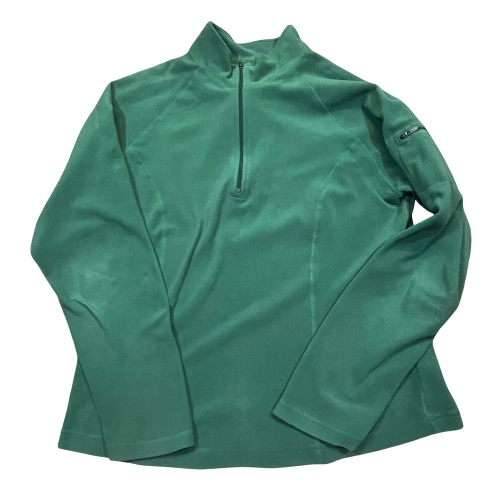 L.L.Bean Womens Fleece Quarter Zip Pullover Green Size M Outdoor Hiking